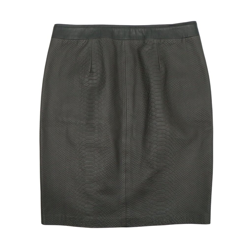 Vince Genuine Leather Snake Embossed Pencil Skirt Graphite Gray Black Zip 4 - Picture 7 of 7